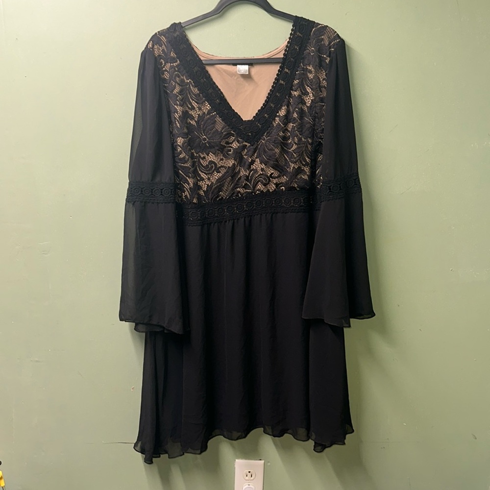 Venus black sheer long sleeve dress